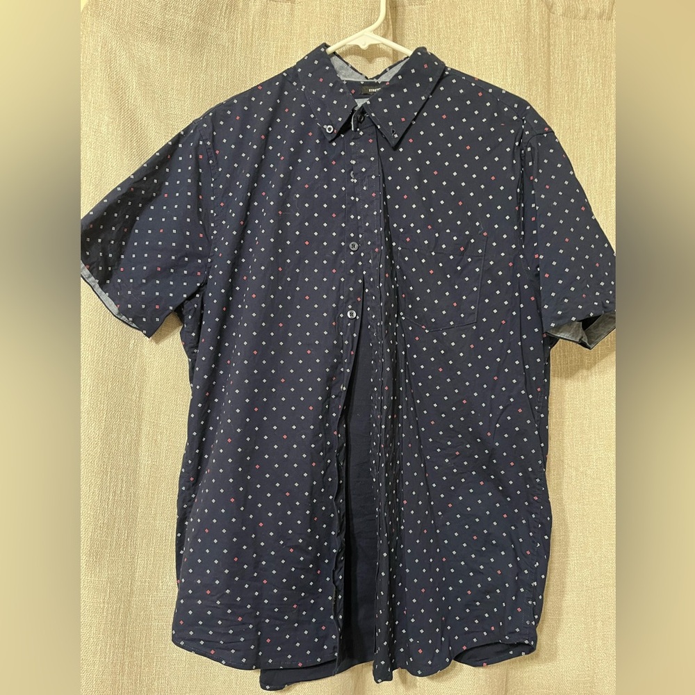 Lee Blue and White Casual Button Down Shirt short sleeve large
